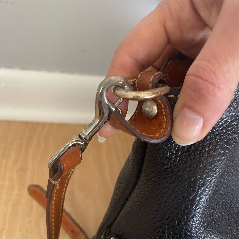 Dooney & Bourke Dillen Pebbled Leather Double Pockets Handbag Black Hobo Bag - Picture 9 of 14